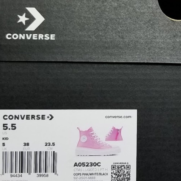 Converse Women's CTAS Lugged Lift Hi Tops Women's Size 7 Oops Pink A05230C NWT - Picture 9 of 9